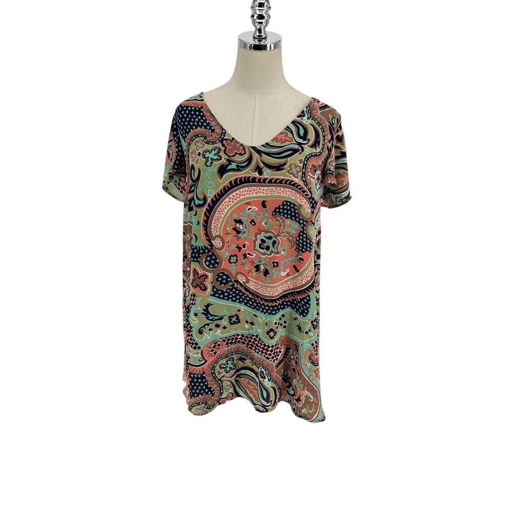 Judith March Dress Womens Size Small Boho Paisley Raglan Sleeve Tunic